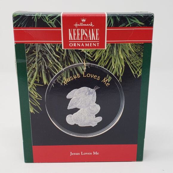 1990 Hallmark Jesus Loves Me Acrylic Keepsake Holiday Christmas Ornament. - Picture 1 of 4